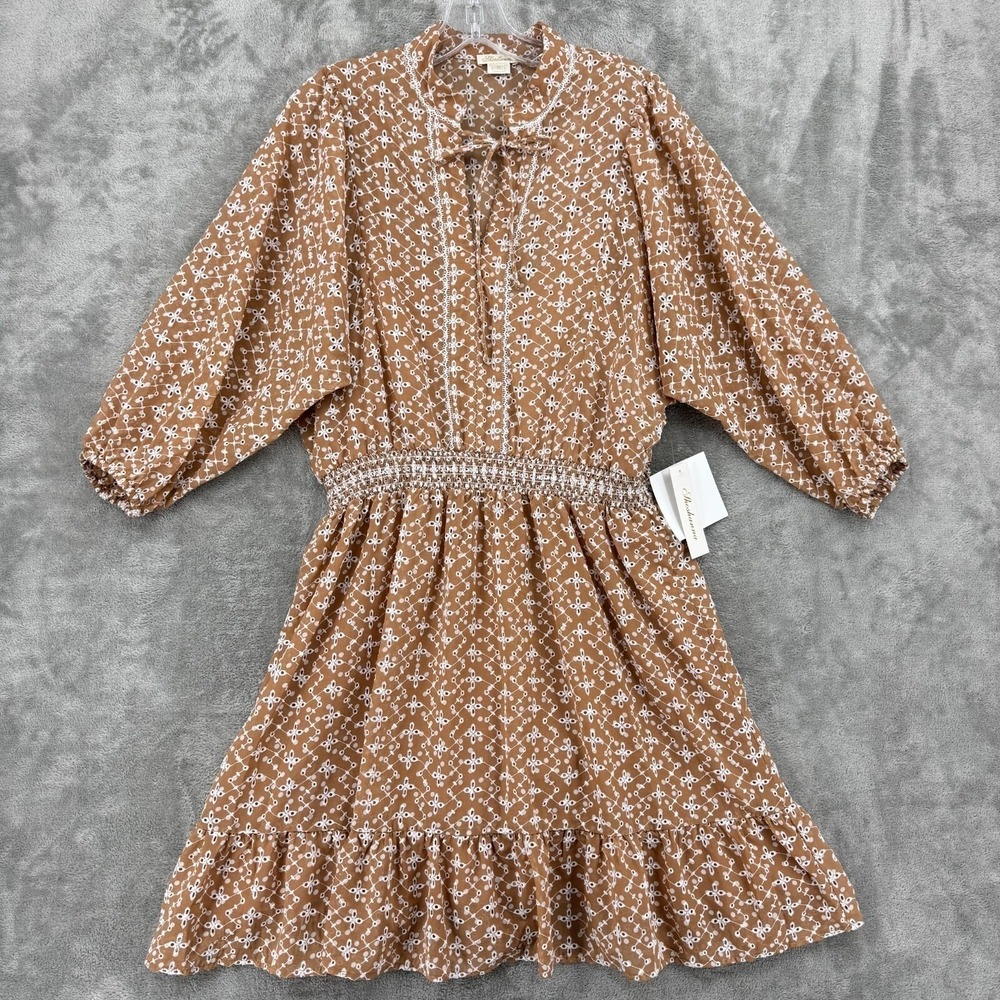 Shoshanna Dress Womens 10 Julianna Bluson Sleeve Floral Boho Cottage Mini New